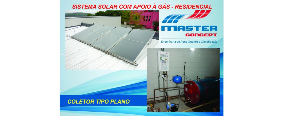 Residencial Monterey Ville - Mogi das Cruzes: Sistema de Aquecimento de Água de Consumo: 04 Coletores Solar Plano 2,0 m² de área coletora cada + 01 Reservatório Térmico de 700 Litros + 01 Aquecedor à Gás Rheem com Potência de 49.953kcal/h